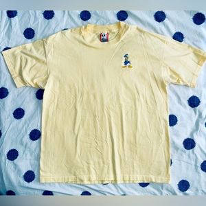 Vintage Disney Donald Duck Embroidered  T Shirt Yellow XXL Single Stitch #6
